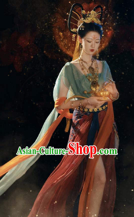 Chinese Ancient Moon Fairy Clothing Dunhuang Flying Apsaras Dress Classical Dance Garment Costumes