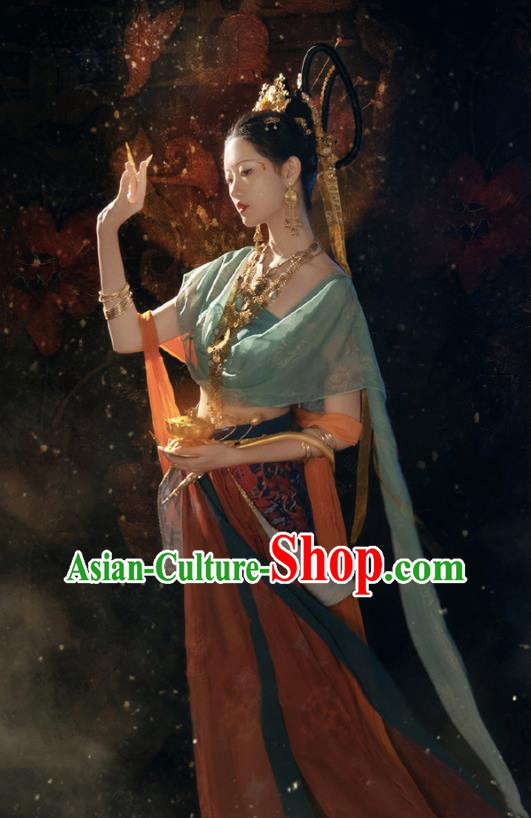 Chinese Ancient Moon Fairy Clothing Dunhuang Flying Apsaras Dress Classical Dance Garment Costumes