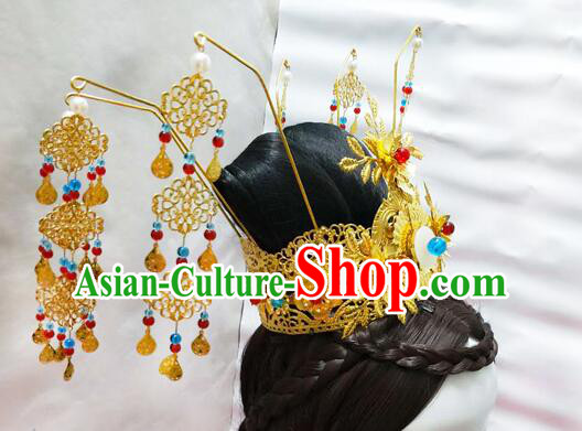 Handmade Chinese Traditional Hair Accessories House of Flying Daggers Golden Hair Crown