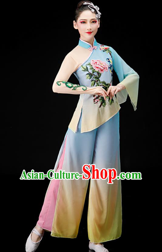 Chinese Women Group Dance Clothing Yangko Dance Outfit Folk Dance Costume Fan Dance Suit