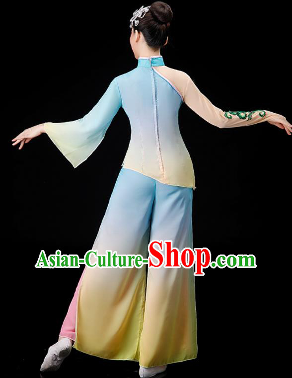 Chinese Women Group Dance Clothing Yangko Dance Outfit Folk Dance Costume Fan Dance Suit