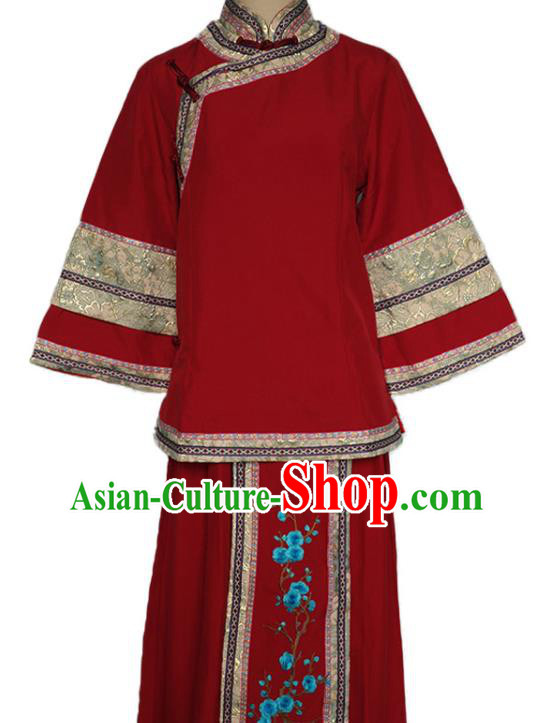 Chinese Ancient Noble Woman Costumes Traditional Wedding Garments Republican Fairlady Red Clothing
