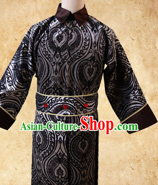 Chinese Traditional Mandarin Garments Qing Dynasty Prince Clothing Ancient Noble Duke Brown Costumes
