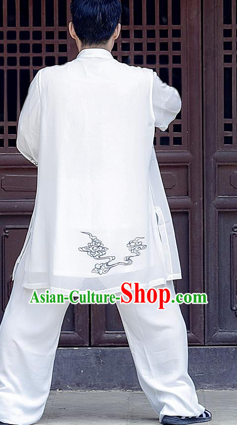 Chinese Martial Arts Costumes Tai Chi Training White Uniform Top Competition Three Pieces Outfit