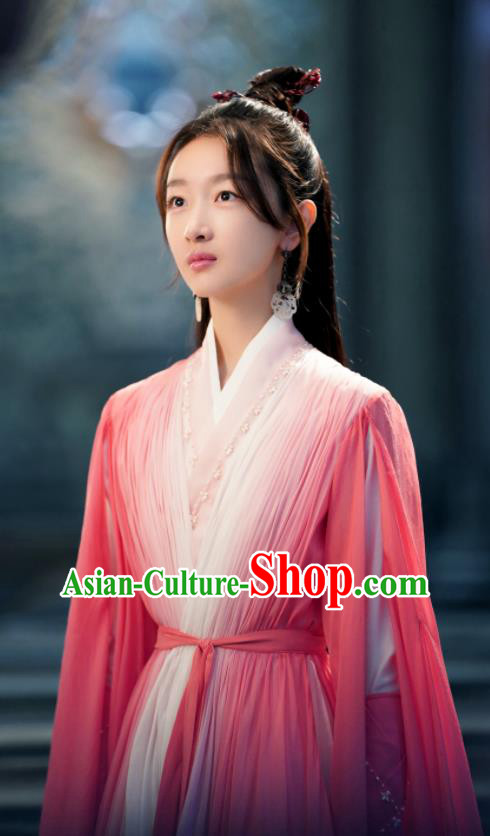 Chinese Ancient Love Poetry Shang Gu Pink Dress Xian Xia Drama Garment Costumes Goddess Clothing