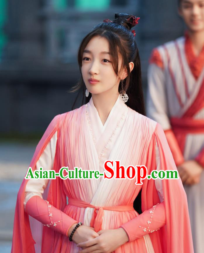 Chinese Ancient Love Poetry Shang Gu Pink Dress Xian Xia Drama Garment Costumes Goddess Clothing
