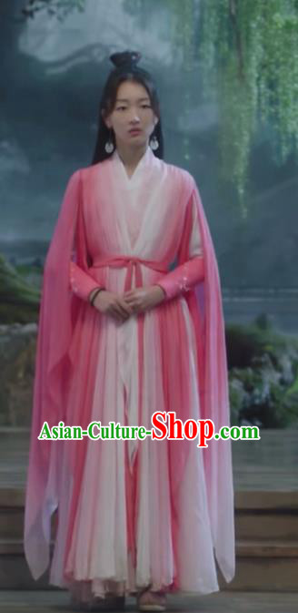Chinese Ancient Love Poetry Shang Gu Pink Dress Xian Xia Drama Garment Costumes Goddess Clothing