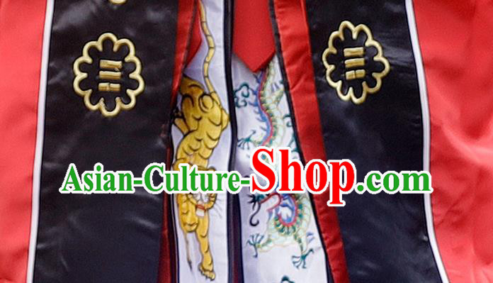 Chinese Handmade Silk Taoist Robe Embroidered Dragon Red Robe Traditional Taoism Priest Frock