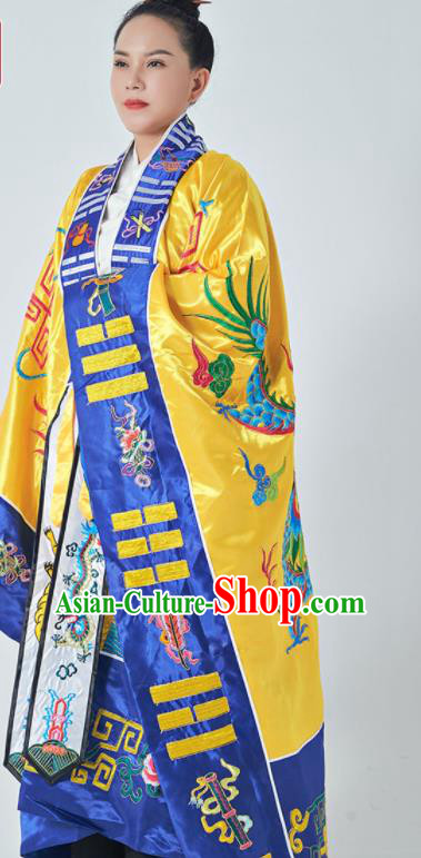 Chinese Handmade Yellow Taoist Robe Embroidered Dragon Robe Priest Master Garment Traditional Taoism Frock