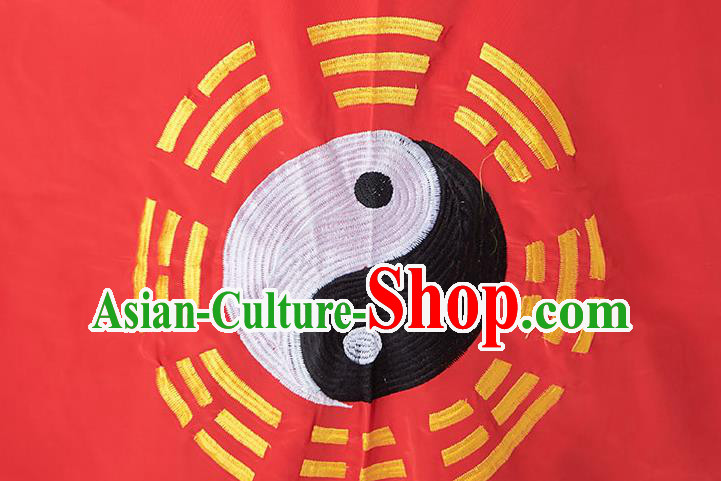 Chinese Taoist Master Costume Traditional Embroidered Red Priest Frock Taoism Ritual Robe San Qing Garment