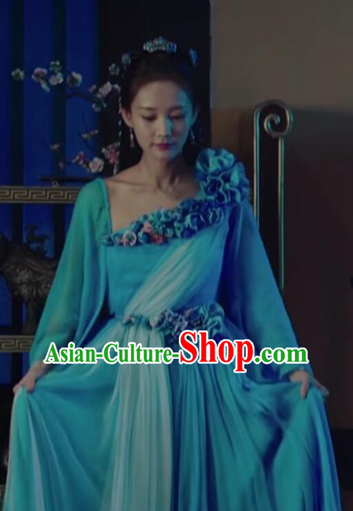 Chinese Ancient Swordswoman Green Dress TV Series Bloody Romance Wan Mei Garment Costumes