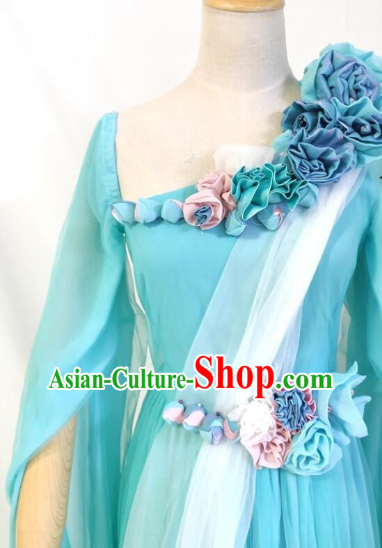 Chinese Ancient Swordswoman Green Dress TV Series Bloody Romance Wan Mei Garment Costumes