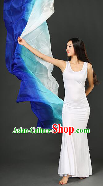 Top Belly Dance Props Indian Raks Sharki Veil Shawl Gradient Blue to White Kerchief