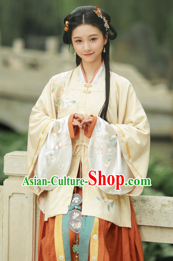 Chinese Ming Dynasty Noble Woman Clothing Traditional Embroidered Hanfu Ancient Royal Princess Garment Costumes
