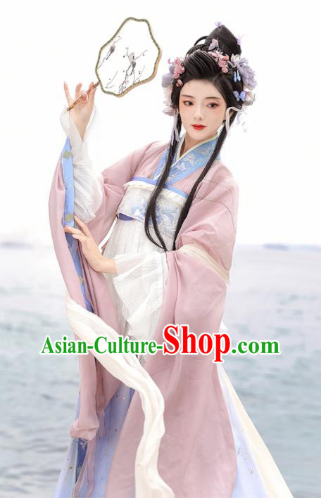 Chinese Traditional Hanfu Dress Ancient Palace Princess Garment Costume Jin Dynasty Young Women Clothing