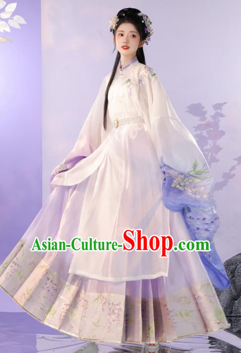 Chinese Ming Dynasty Young Beauty Clothing Traditional Hanfu Dress Ancient Noble Lady Garment Costumes