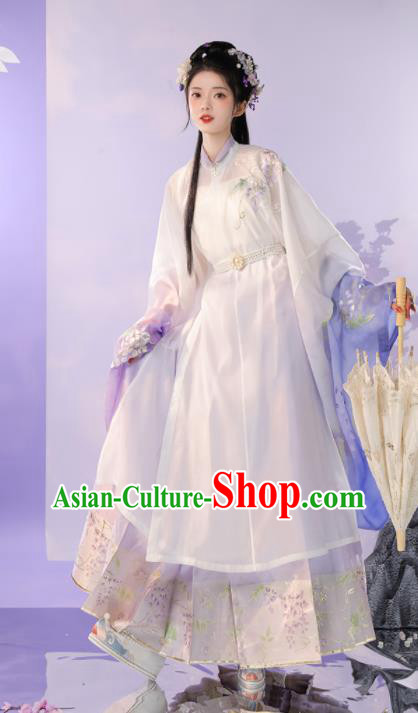 Chinese Ming Dynasty Young Beauty Clothing Traditional Hanfu Dress Ancient Noble Lady Garment Costumes