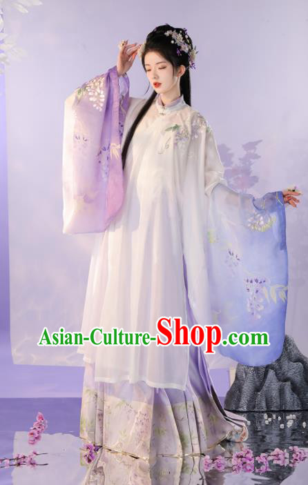 Chinese Ming Dynasty Young Beauty Clothing Traditional Hanfu Dress Ancient Noble Lady Garment Costumes