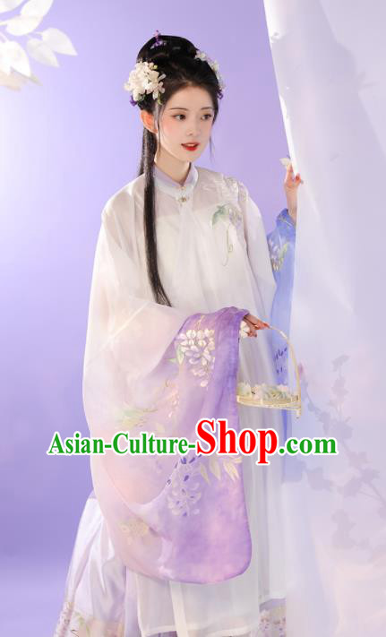 Chinese Ming Dynasty Young Beauty Clothing Traditional Hanfu Dress Ancient Noble Lady Garment Costumes