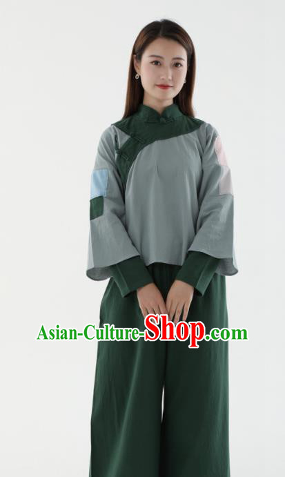 Chinese Cosplay Village Girl Green Outfit Ancient Poor Lady Garment Costumes