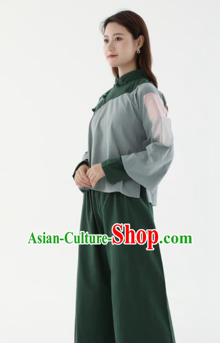 Chinese Cosplay Village Girl Green Outfit Ancient Poor Lady Garment Costumes
