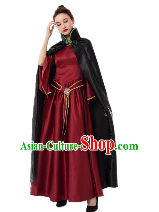 Top Cosplay Queen Garment Costumes Dancing Party Wine Red Dress