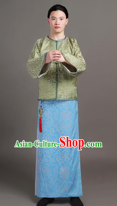 Chinese Qing Dynasty Rich Man Garments Ancient Landlord Clothing Traditional Costumes