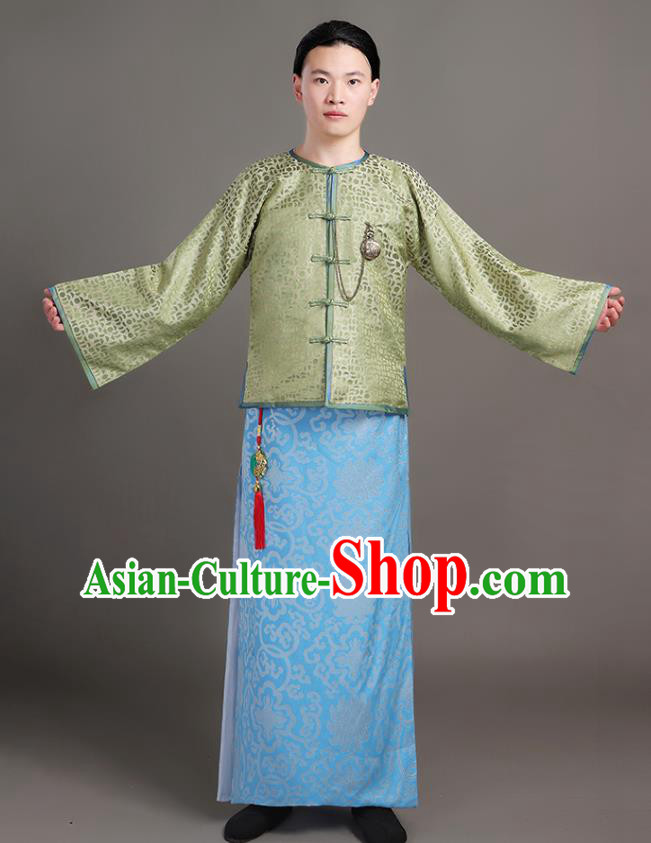 Chinese Qing Dynasty Rich Man Garments Ancient Landlord Clothing Traditional Costumes