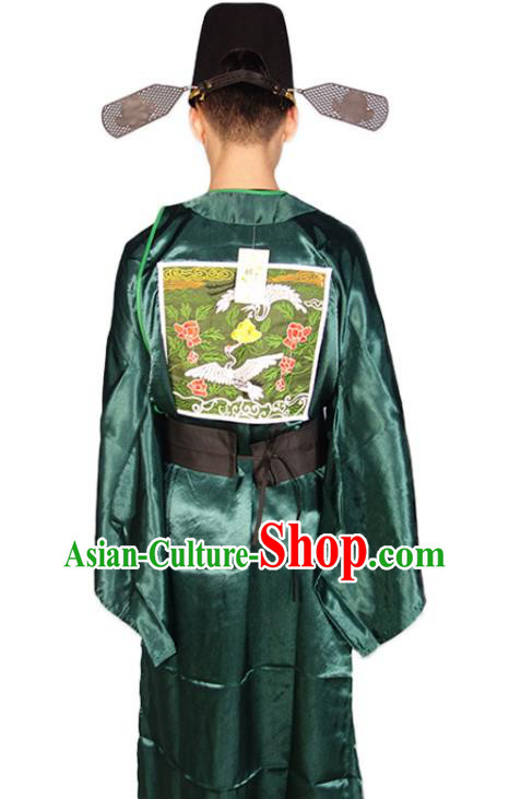 Chinese Traditional Official Clothing Ancient Chancellor Costumes Ming Dynasty Green Vestment
