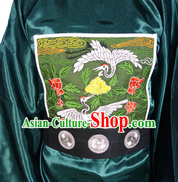 Chinese Traditional Official Clothing Ancient Chancellor Costumes Ming Dynasty Green Vestment
