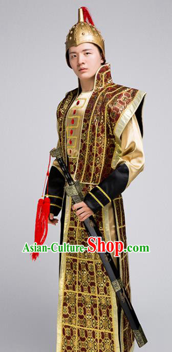 Chinese Song Dynasty Yue Fei Garments Traditional Hero Armor Clothing Ancient General Costumes