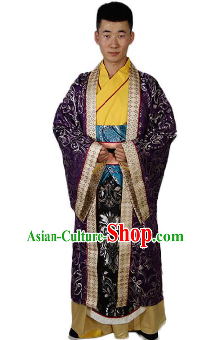 Chinese Ancient Ministry Councillor Costumes Three Kingdoms Period Garments Traditional Merchant Prince Clothing
