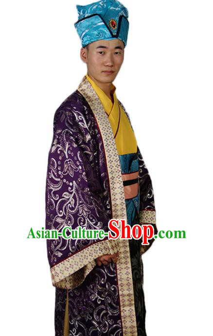 Chinese Ancient Ministry Councillor Costumes Three Kingdoms Period Garments Traditional Merchant Prince Clothing