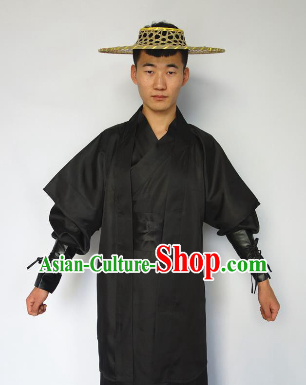 Chinese Ancient Swordsman Costumes Ming Dynasty Garments Traditional Hanfu Hero Black Clothing