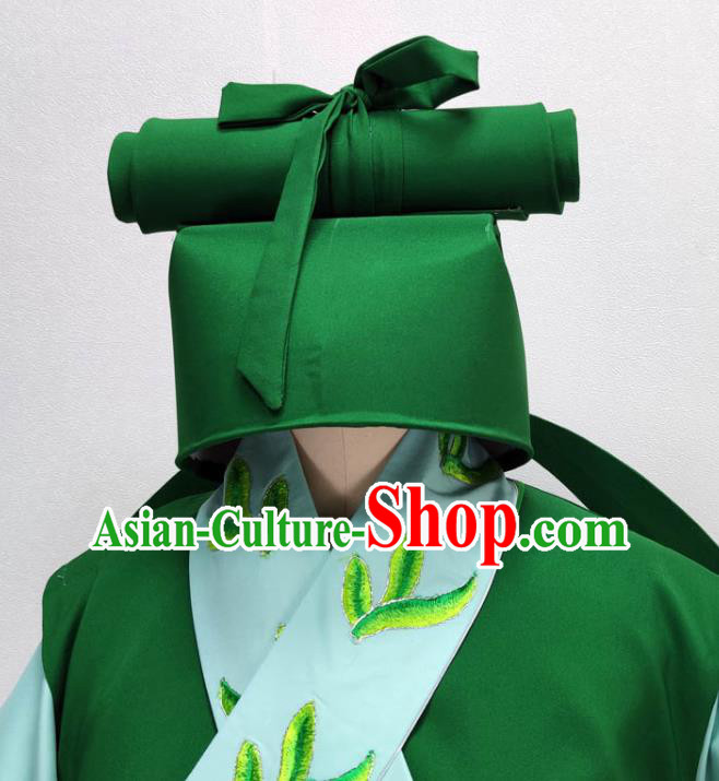 Chinese Peking Opera Garment Costume Ancient Manservant Green Outfit Shaoxing Opera Clothing