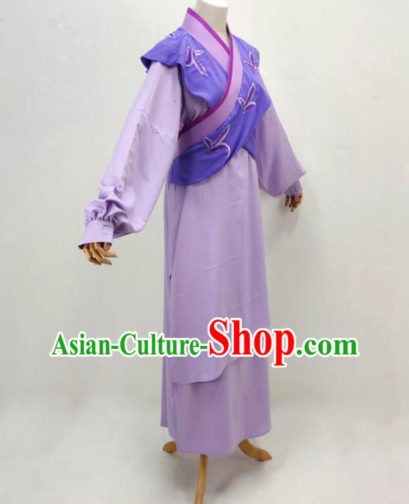 Chinese Shaoxing Opera Clothing Peking Opera Garment Costume Ancient Manservant Purple Outfit