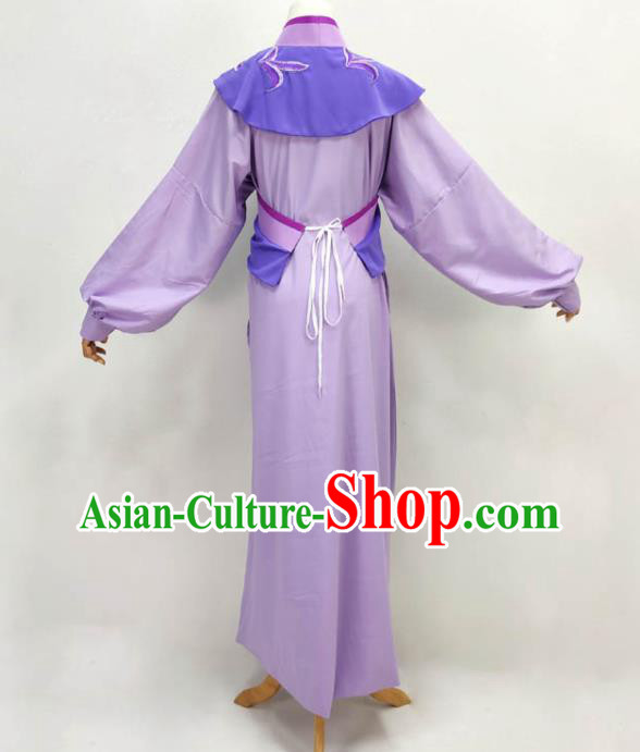 Chinese Shaoxing Opera Clothing Peking Opera Garment Costume Ancient Manservant Purple Outfit