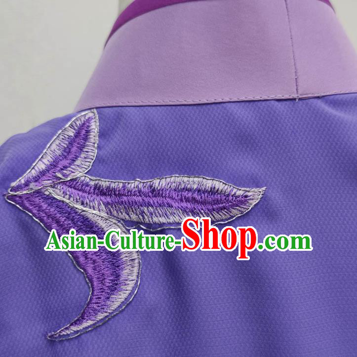 Chinese Shaoxing Opera Clothing Peking Opera Garment Costume Ancient Manservant Purple Outfit