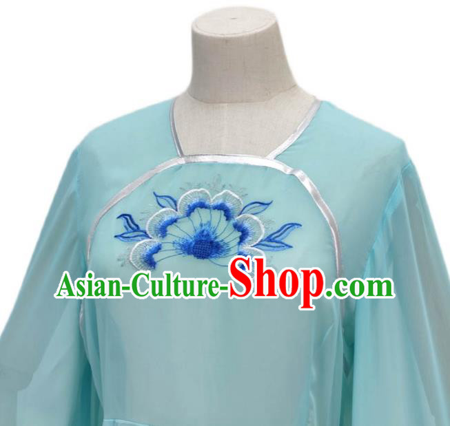 Chinese Shaoxing Opera Princess Clothing Peking Opera Diva Garment Costume Ancient Goddess Blue Dress
