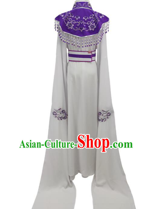 Chinese Peking Opera Actress Garment Costume Ancient Fairy White Dress Shaoxing Opera Bai Suzhen Clothing