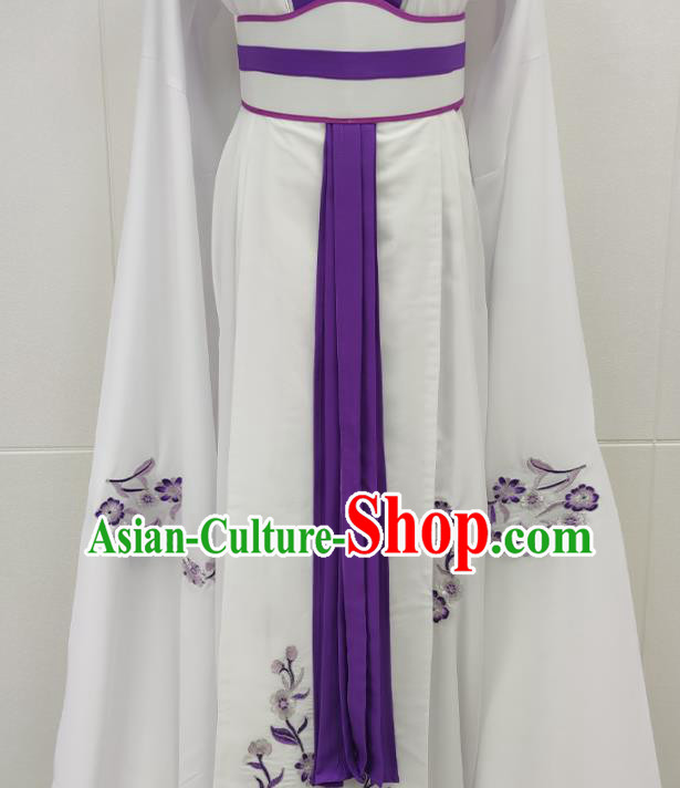 Chinese Peking Opera Actress Garment Costume Ancient Fairy White Dress Shaoxing Opera Bai Suzhen Clothing