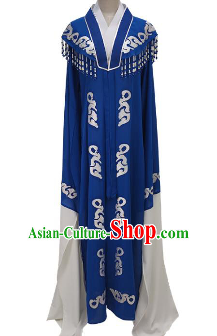 Chinese Shaoxing Opera Diva Clothing Peking Opera Actress Garment Costume Ancient Woman Dark Blue Cape