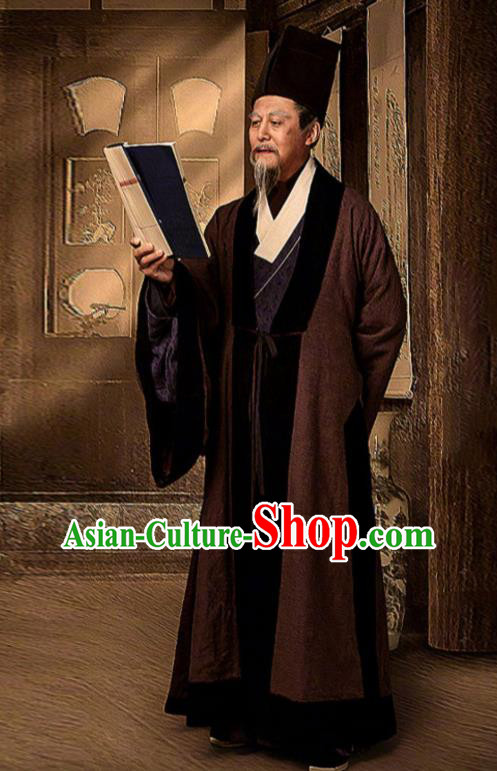 Chinese Traditional Garments Ming Dynasty Elder Scholar Costumes Ancient Medical Scientist Li Shizhen Clothing