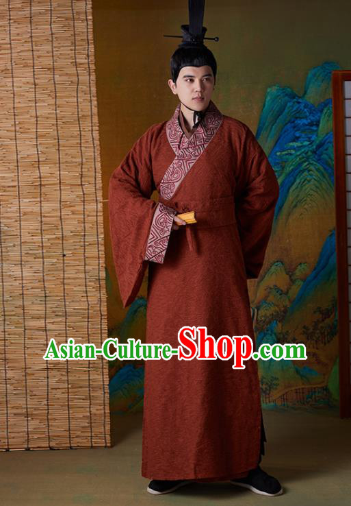 Chinese Ancient Prime Minister Clothing Traditional Garments Han Dynasty Scholar Sima Qian Costumes