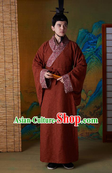 Chinese Ancient Prime Minister Clothing Traditional Garments Han Dynasty Scholar Sima Qian Costumes