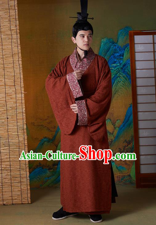 Chinese Ancient Prime Minister Clothing Traditional Garments Han Dynasty Scholar Sima Qian Costumes