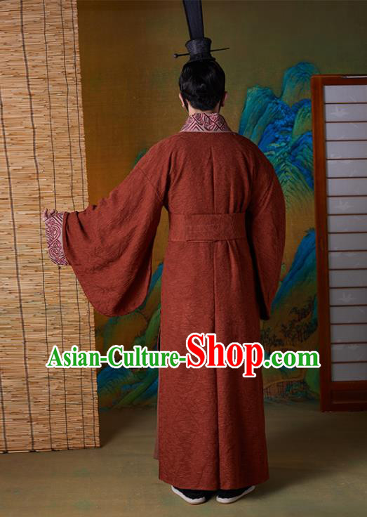 Chinese Ancient Prime Minister Clothing Traditional Garments Han Dynasty Scholar Sima Qian Costumes