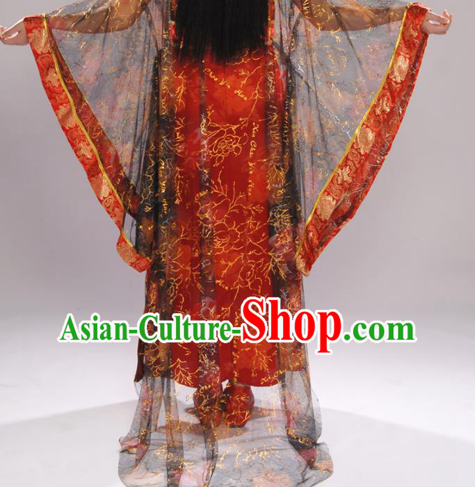 Chinese Tang Dynasty Costumes Ancient Dance Lady Clothing Traditional Court Red Dress Garments