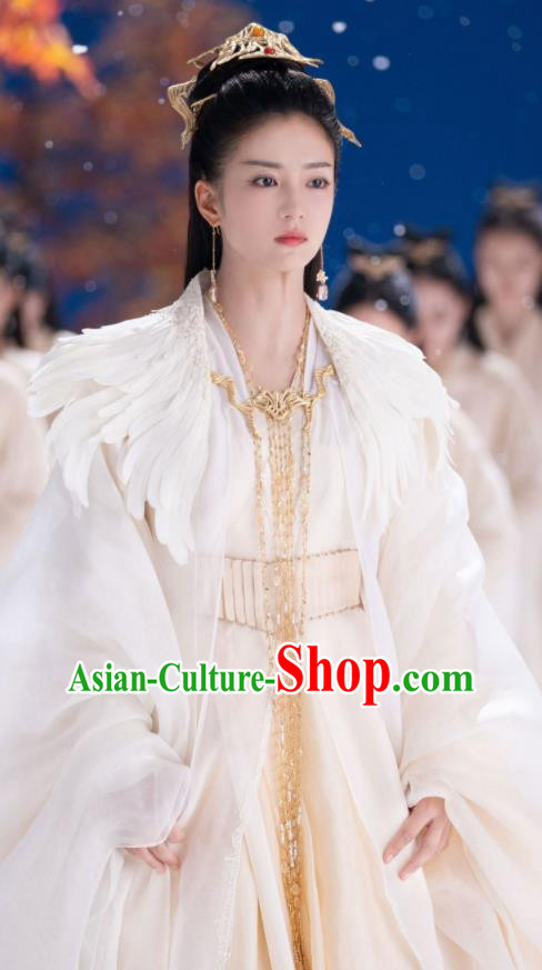 Chinese TV Series Ancient Love Poetry Feng Ran White Dress Goddess Garment Costumes Heaven Queen Clothing