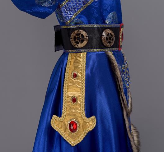 Chinese Mongolian Costumes Traditional Mongol Ethnic Minority Male Suit Folk Dance Blue Clothing